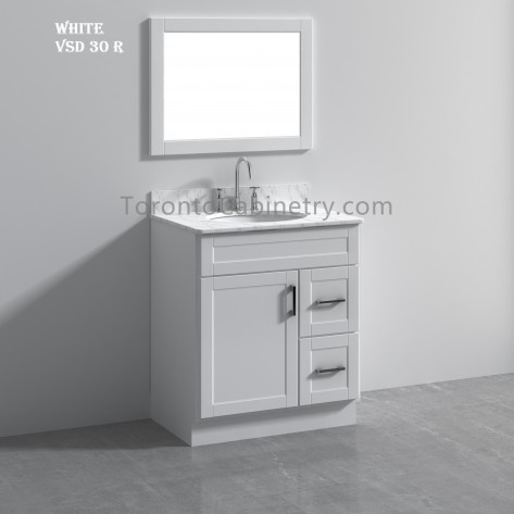 30" Single Shaker White Solid Wood Bathroom Vanity 