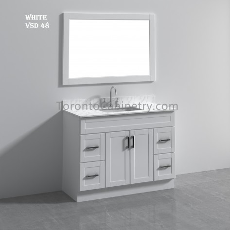 48" Single Shaker White Solid Wood Bathroom Vanity 