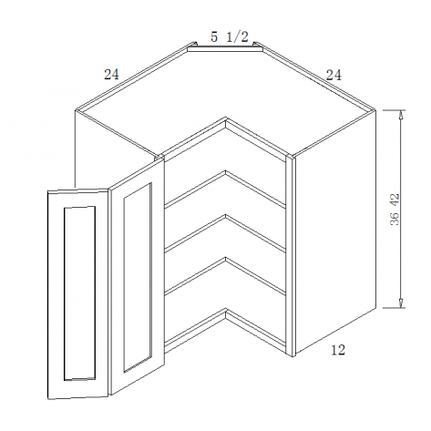 WPC2442 Square Corner Wall Cabinet 