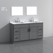 60" Double Shaker Gray Solid Wood Bathroom Vanity 