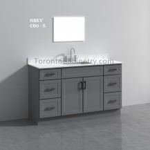 60" Single Shaker Gray Solid Wood Bathroom Vanity 