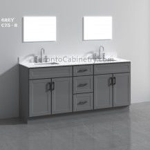 75" Double Shaker Gray Solid Wood Bathroom Vanity 