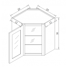 WDC2430G Wall Diagonal Cabinet with Glass Door	