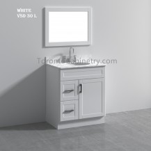 30" Single Shaker White Solid Wood Bathroom Vanity 